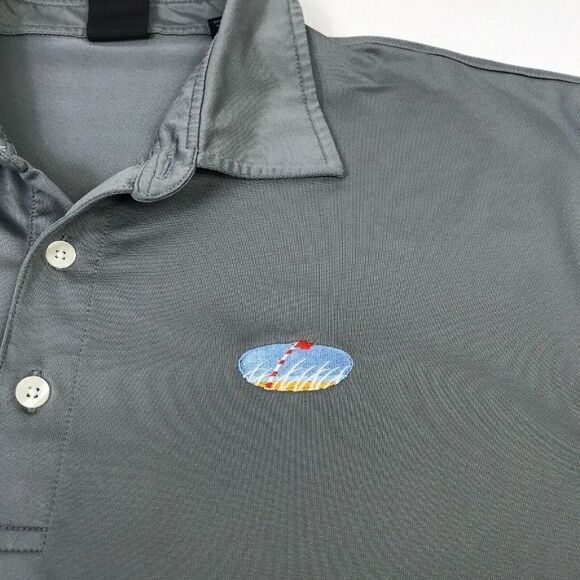 Dunning Golf Mens Polo Shirt Gray Button Up Logo Stretch Short Sleeve Size XL * - Picture 7 of 12